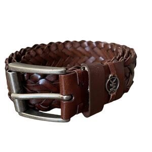 Michael Kors Mens Brown Leather Braided Belt size 40